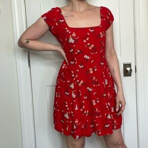 American Eagle Red Cap Sleeve Mini Dress